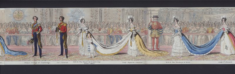 En del av panoramaet av ekteskapet til dronning Victoria, ca. 1840 (håndfarget akvatint) av English School