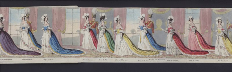 En del av panoramaet av ekteskapet til dronning Victoria, ca. 1840 (håndfarget akvatint) av English School