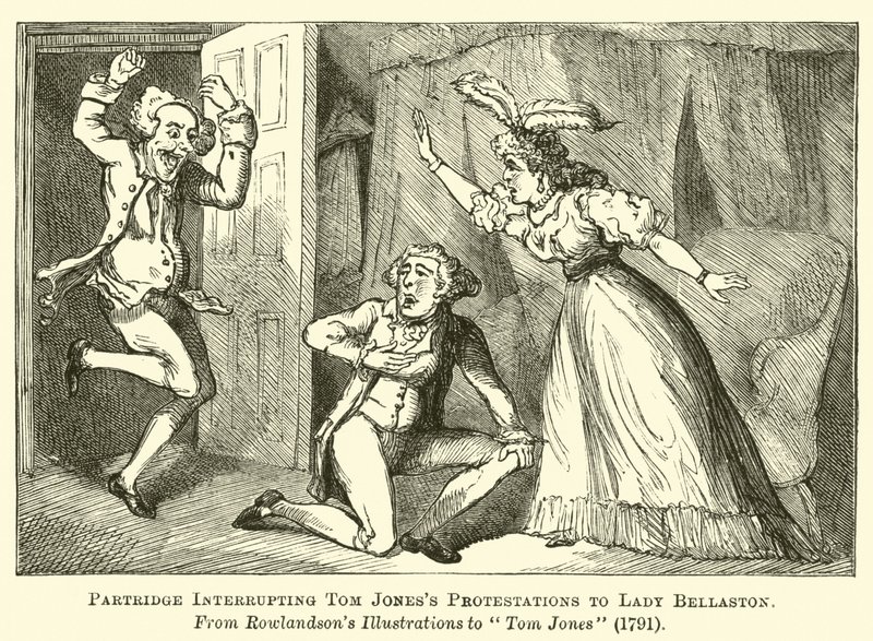 Partridge avbryter Tom Jones protester mot Lady Bellaston av English School