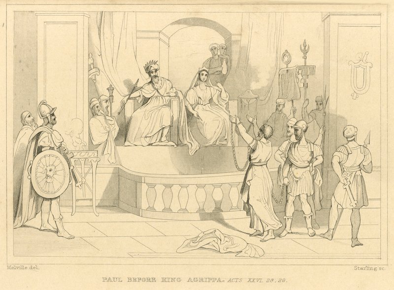 Paulus før kong Agrippa, Apostlenes gjerninger XXVI, 28, 29 (gravering) av English School
