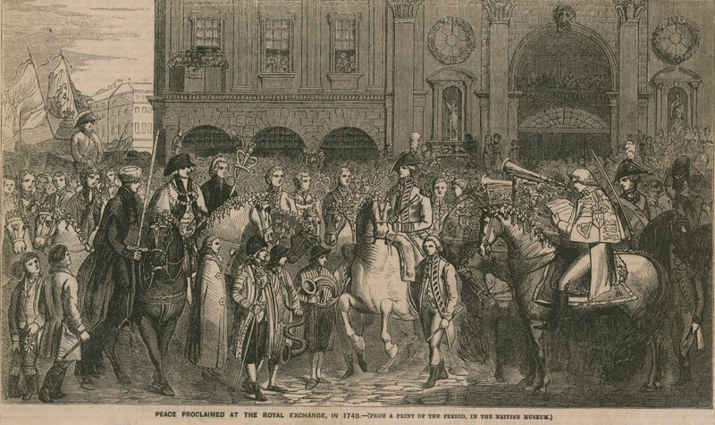 Fred proklamert på Royal Exchange i 1748 av English School