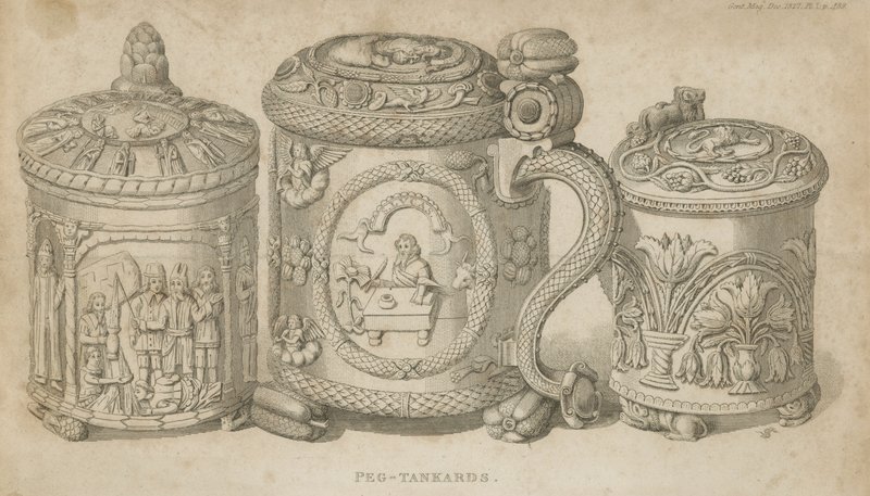 Peg Tankards av English School
