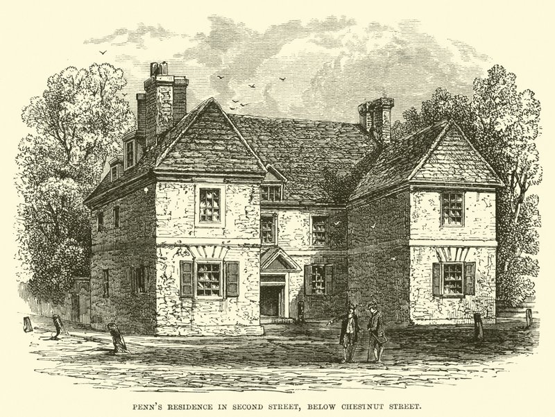 Penns Residence i Second Street, nedenfor Chestnut Street av English School