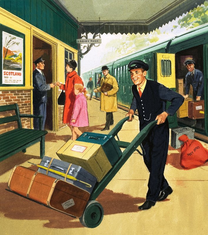 People You See: The Porter (gouache på papir) av English School