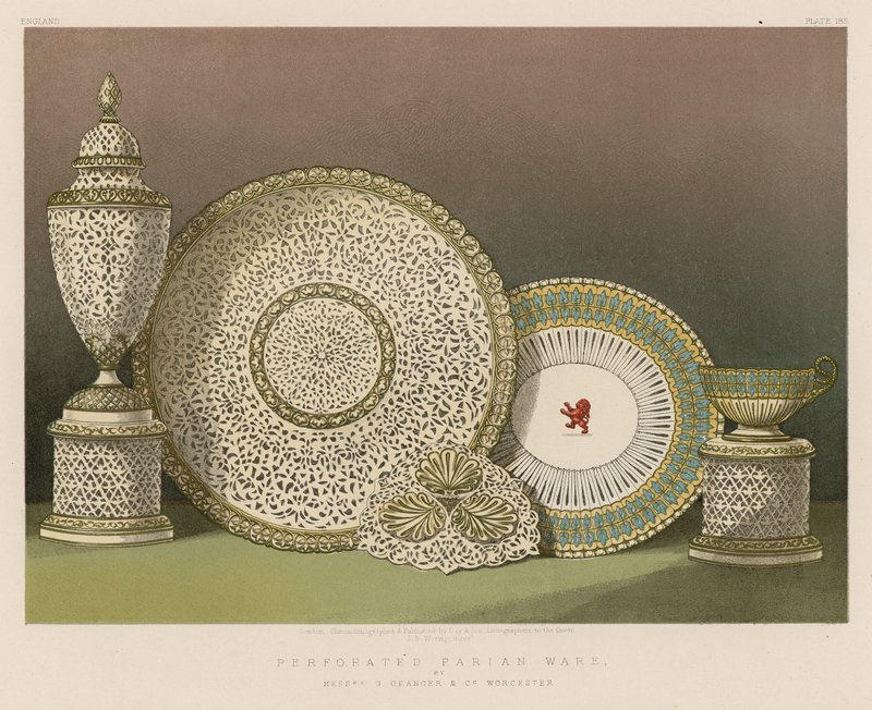 Perforert Parian Ware av Mrs G Granger og Co, Worcester av English School