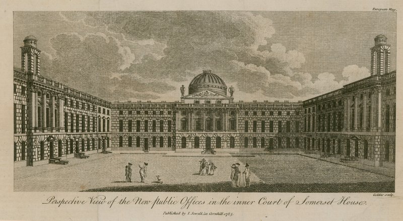 Perspektivvisning av de nye offentlige kontorene i den indre gården til Somerset House av English School