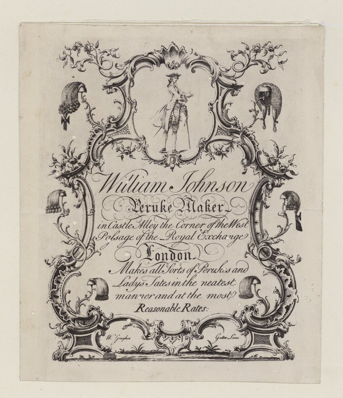 Peruke-produsent, William Johnson, byttekort av English School