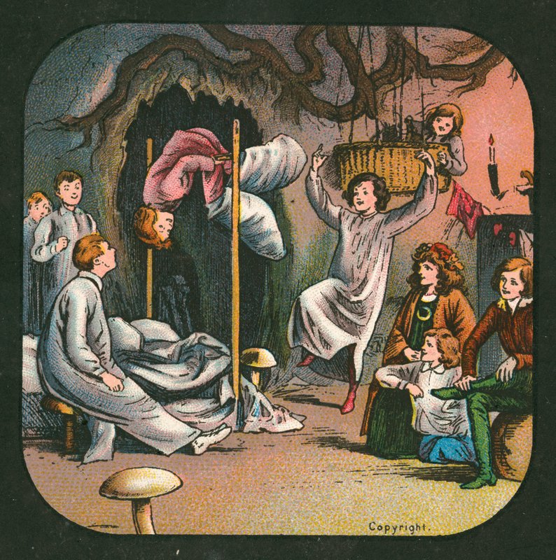 Peter Pan, lyslykt, c 1910 (farge litho) av English School