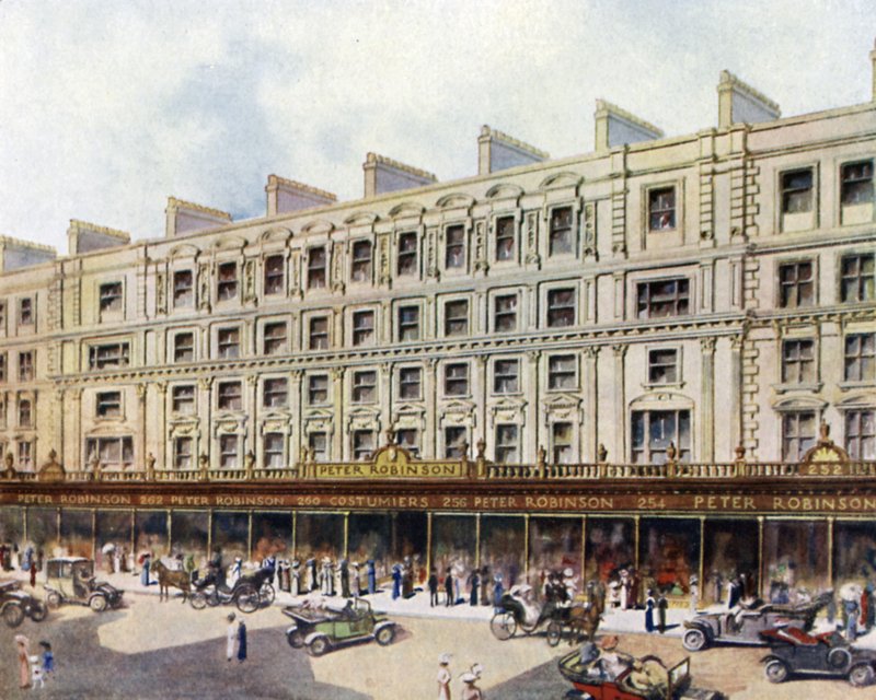 Peter Robinsons lokaler i Regent Street (farge litho) av English School
