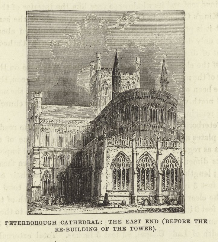 Peterborough Cathedral, East End (før gjenoppbyggingen av tårnet) av English School