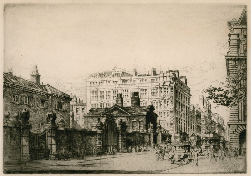 Piccadilly og Devonshire House, London av English School