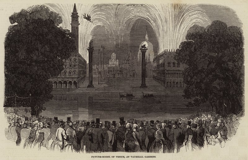 Bildemodell av Venezia, ved Vauxhall Gardens (gravering) av English School