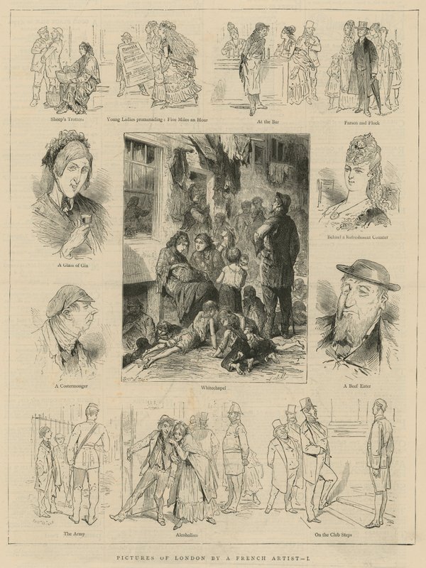 Bilder av London av en fransk kunstner av English School