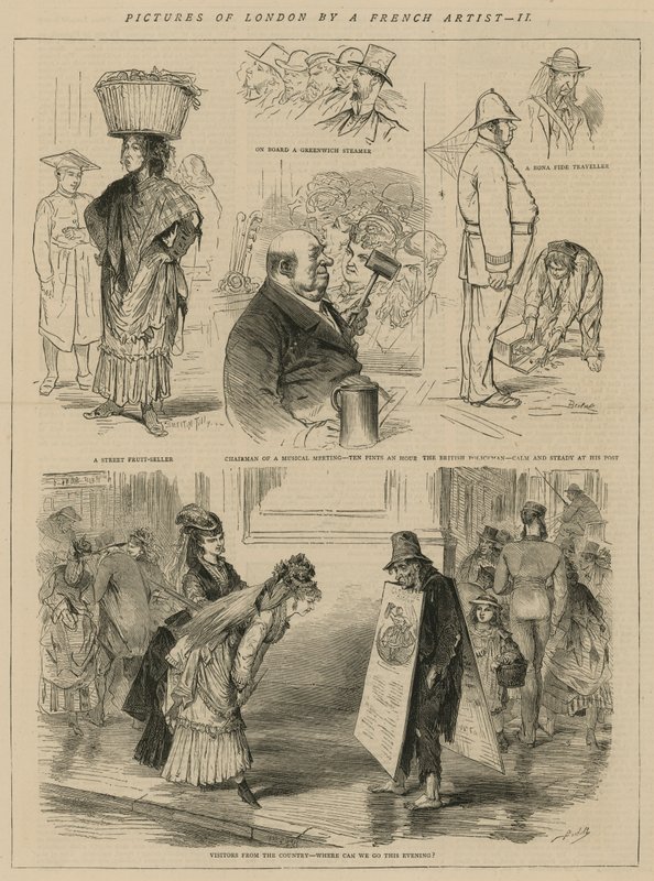 Bilder av London av en fransk kunstner av English School