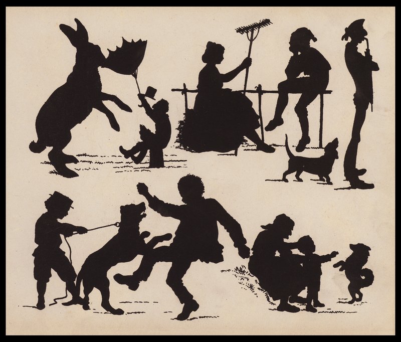Bilder av dyr og mennesker (litho) av English School