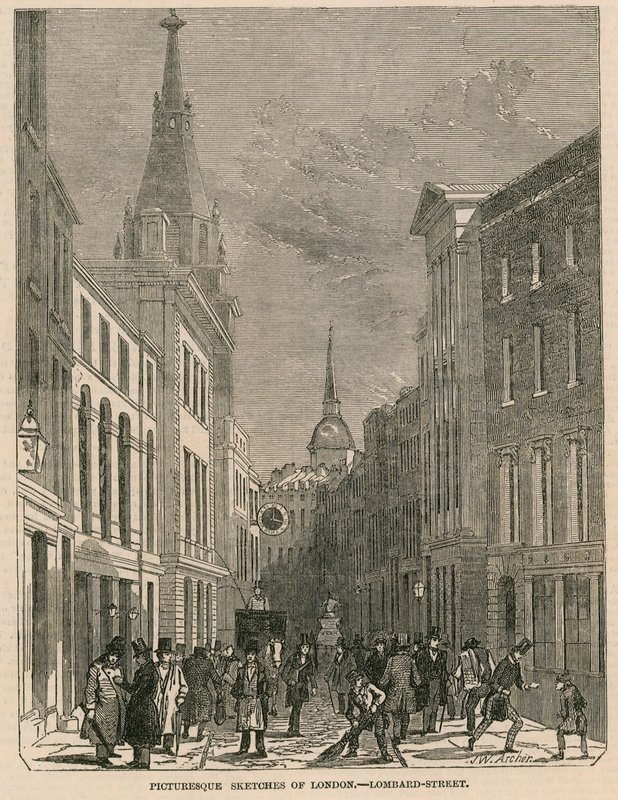 Pittoreske skisser av London - Lombard Street av English School