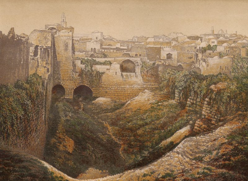 Steder nevnt i Bibelen: The Pool of Bethesda (chromolitho) av English School
