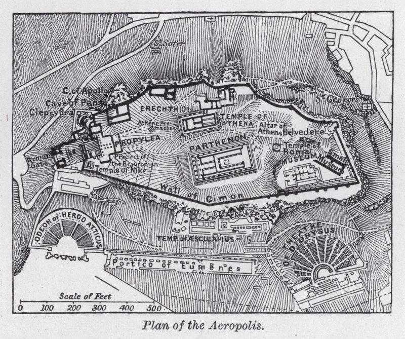 Plan over Akropolis (litho) av English School