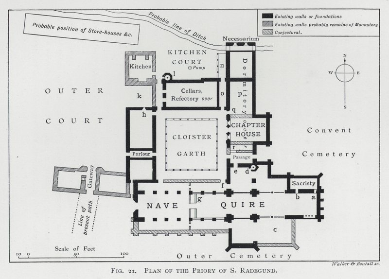 Plan for Priory of S Radegund (gravering) av English School