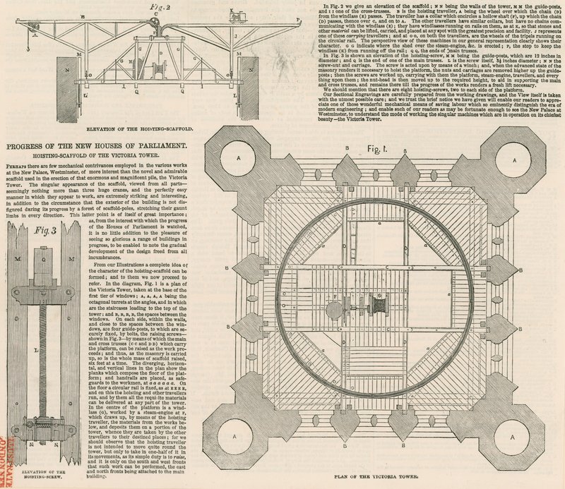 Plan over Victoria Tower, Palace of Westminster, London av English School