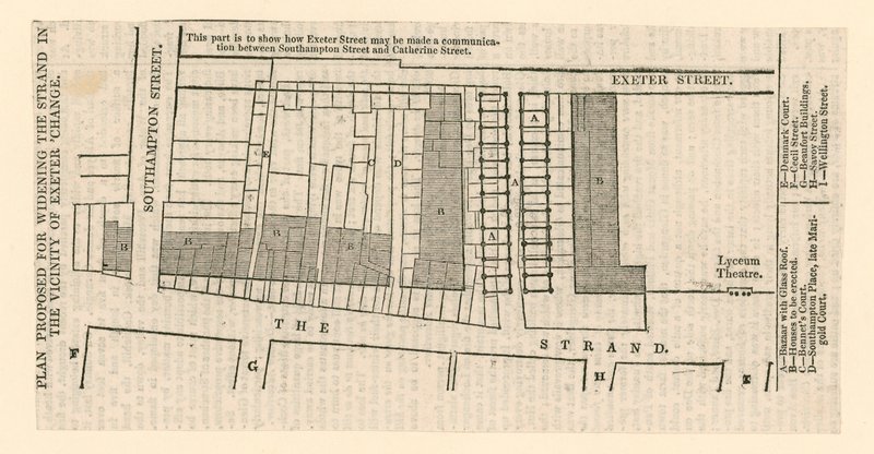 Plan foreslått for utvidelse av The Strand i nærheten av Exeter Change av English School