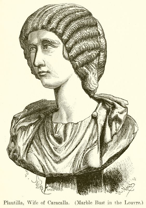 Plautilla, Caracallas kone. (Marmorbyste i Louvre) (gravering) av English School