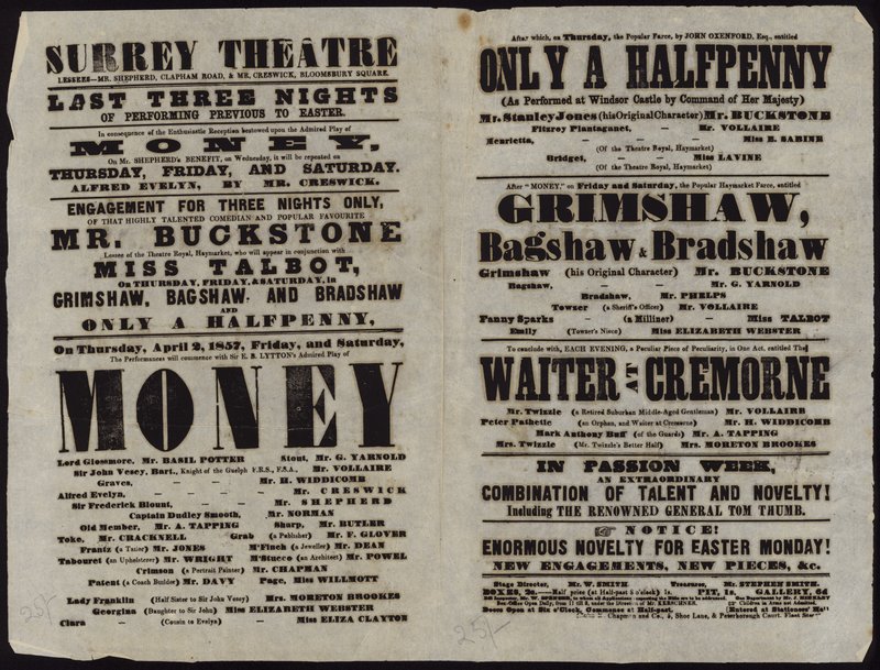 Playbill utstedt av Surrey Theatre av English School