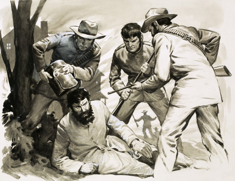Politimenn vrir hjelmen fra den beryktede Ned Kelly av English School
