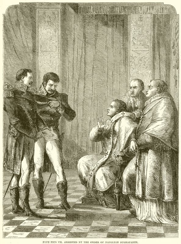 Pave Pius VII. arrestert etter ordre fra Napoleon Buonaparte av English School