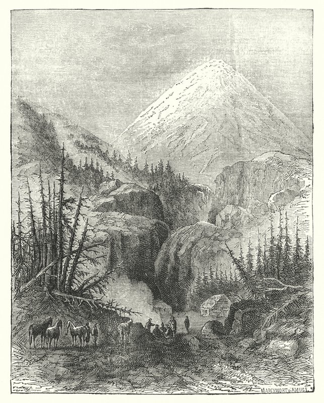 Popocatepetl, det røykende fjellet (gravering) av English School