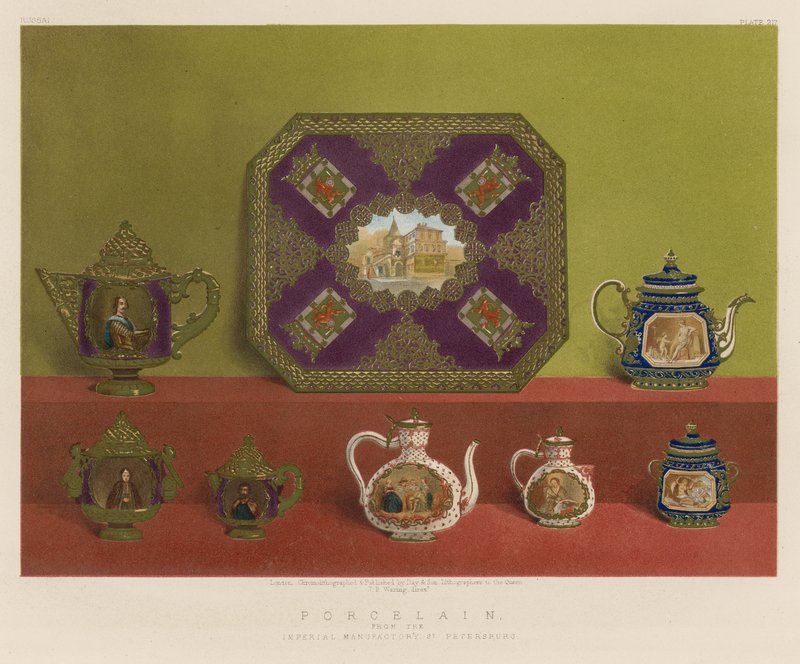 Porselen fra The Imperial Manufactory, St. Petersburg av English School