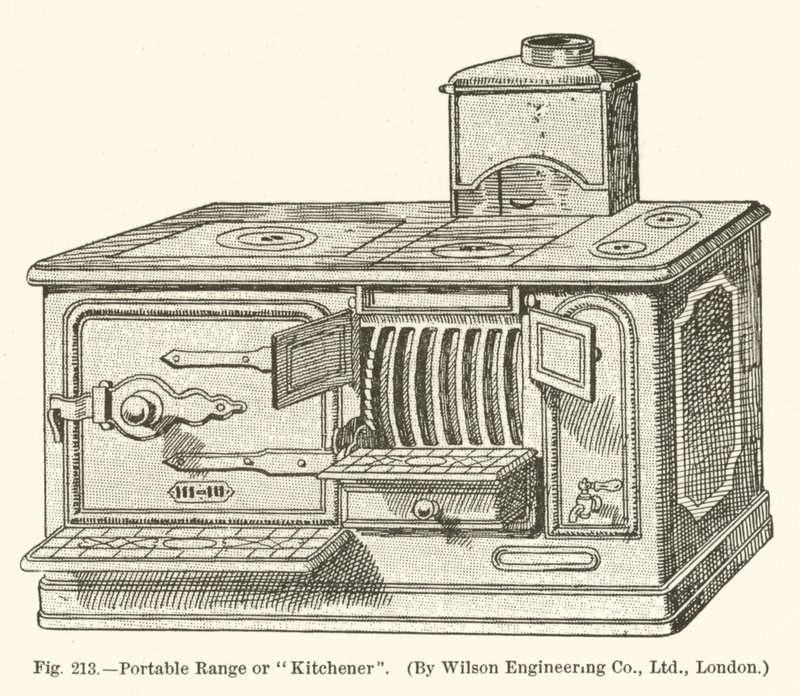 Portable Range eller Kitchener, av Wilson Engineering Company; London av English School
