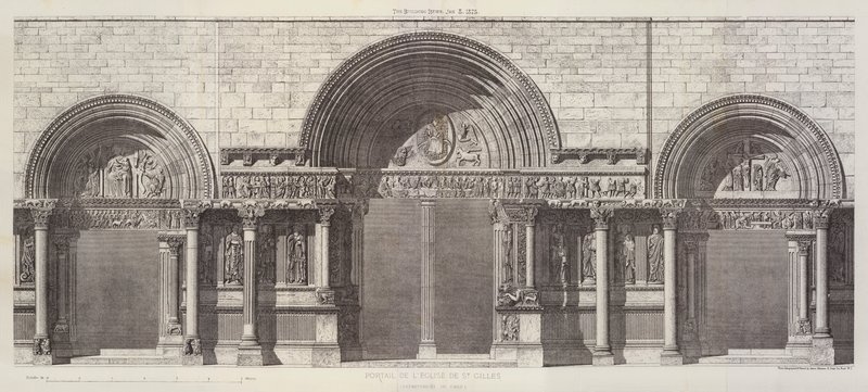 Portal til kirken St Gilles, Department of Gard (gravering) av English School