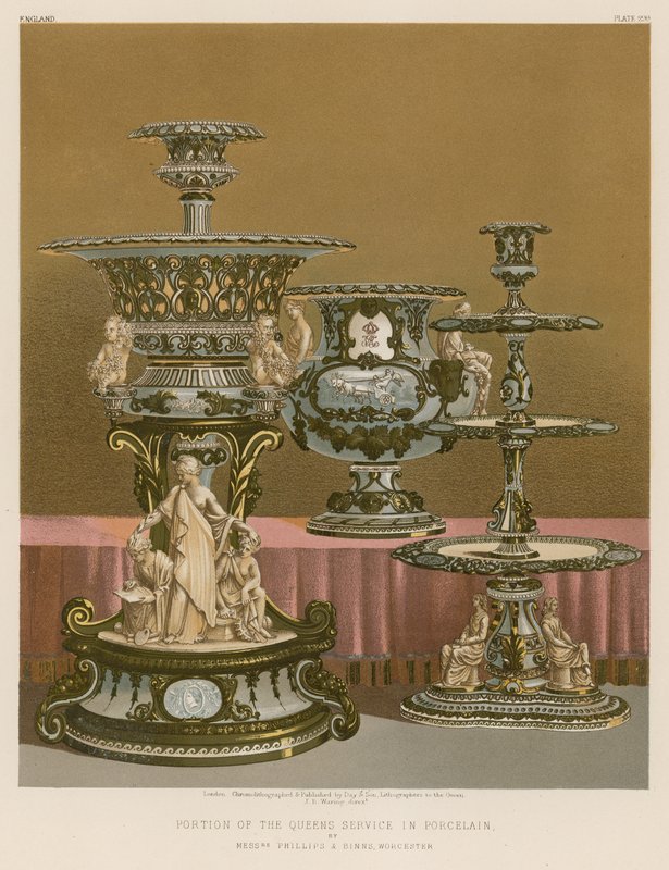 Del av The Queens Service in Porcelain av Mrs Phillips og Binns, Worcester av English School