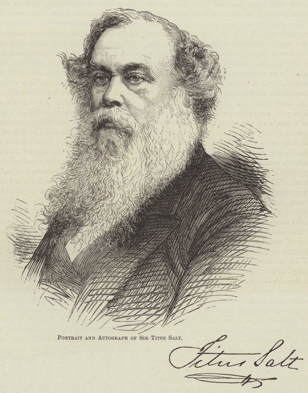 Portrett og autograf av Sir Titus Salt av English School