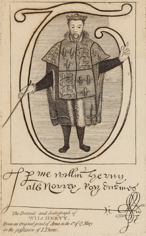 Portrett og autograf av Wil Hervy (William Harvey) av English School