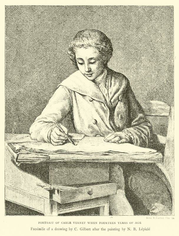 Portrett av Carle Vernet da han var fjorten år gammel av English School