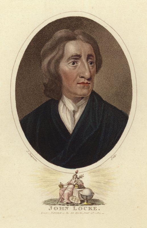 Portrett av John Locke (fargegravering) av English School