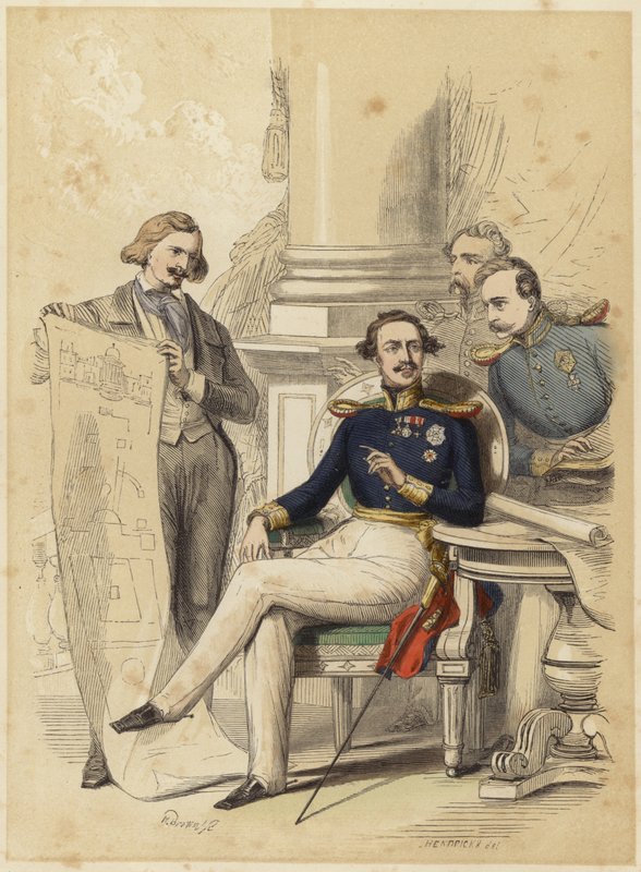 Portrett av kong Ludwig II av Bayern (fargegravering) av English School