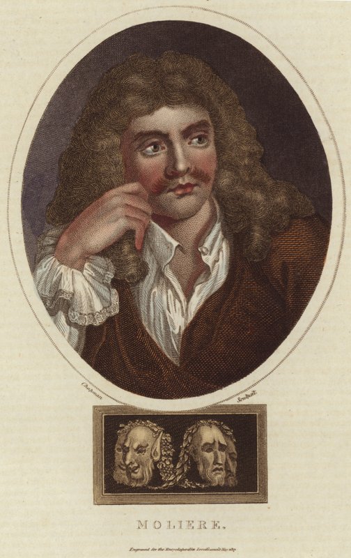 Portrett av Moliere (fargegravering) av English School