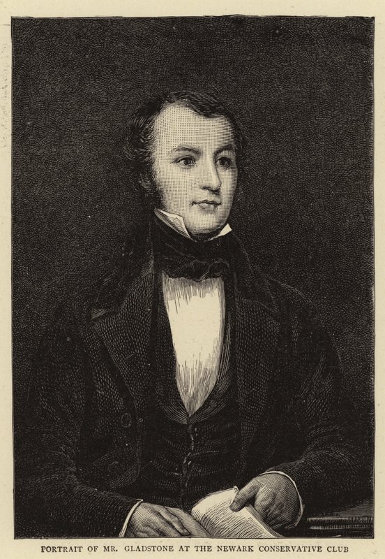 Portrett av Mr Gladstone ved Newark Conservative Club av English School