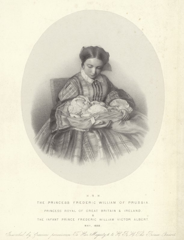 Portrett av Victoria, Princess Royal, med sønnen, Frederick William Victor Albert av English School