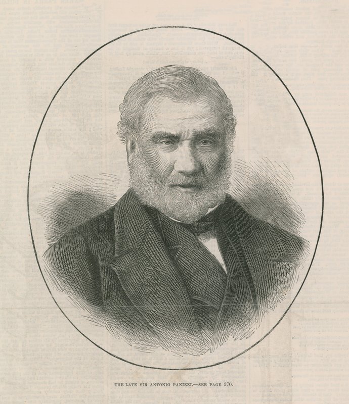 Portrett av avdøde Sir Antonio Panizzi av English School