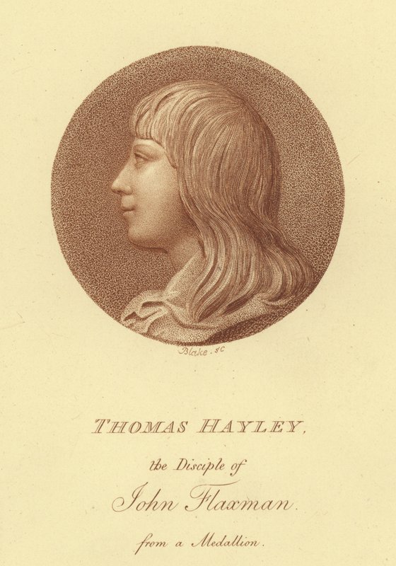 Portrett av billedhuggeren Thomas Hayley, disippel av John Flaxman (gravering) av English School