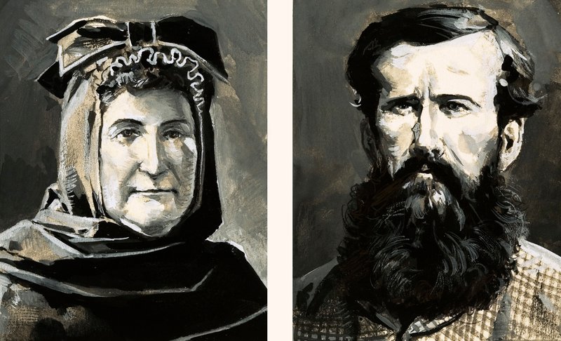 Portretter av Richard Burton og hans kone, Isabel (gouache på papir) av English School