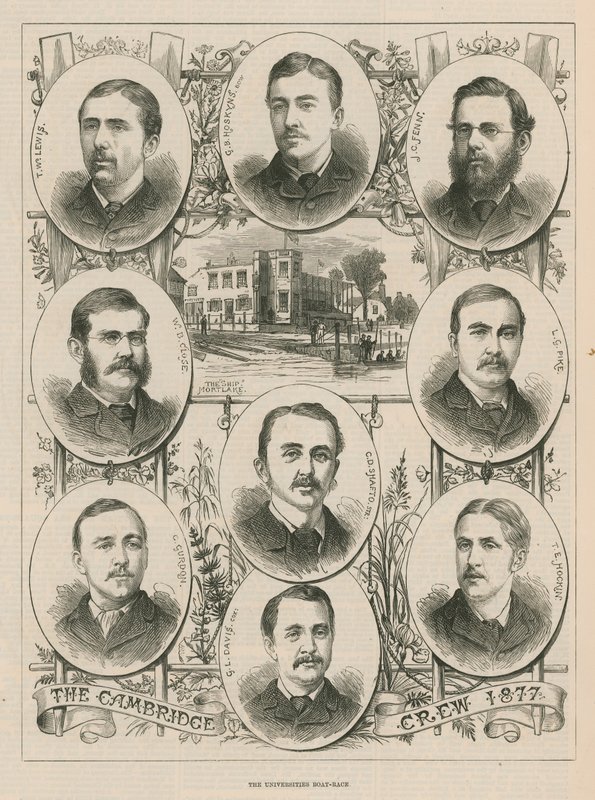 Portretter av Cambridge-mannskapet fra 1877 av English School