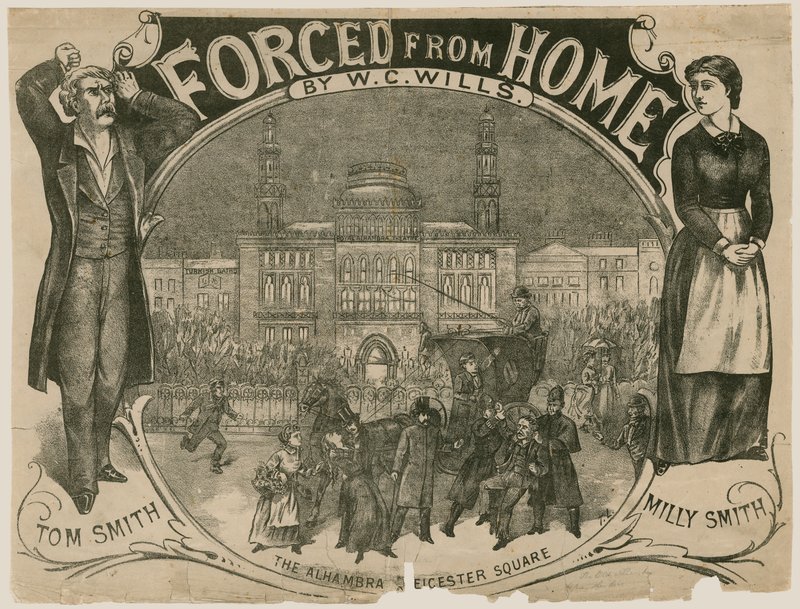 Plakat for Forced from Home av W C Wills, Alhambra, Leicester Square, London av English School