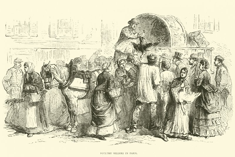 Fjærkreselgere i Paris, oktober 1870 av English School