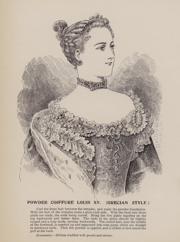 Pudderfrisør Louis XV, gresk stil (gravering) av English School