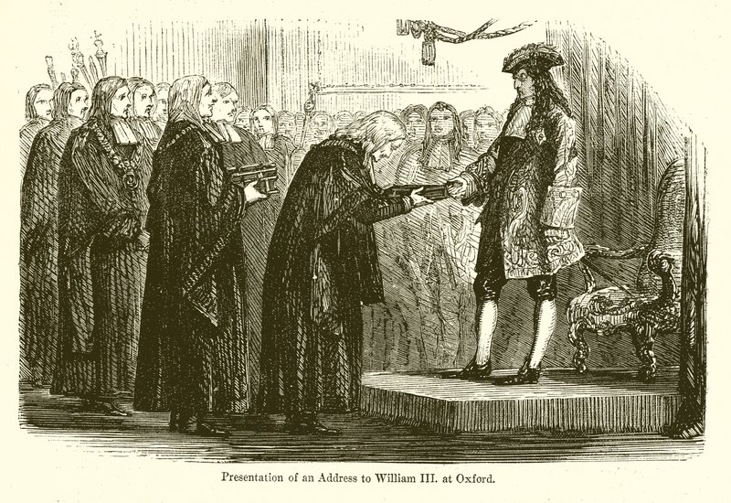 Presentasjon av en adresse til William III. i Oxford av English School
